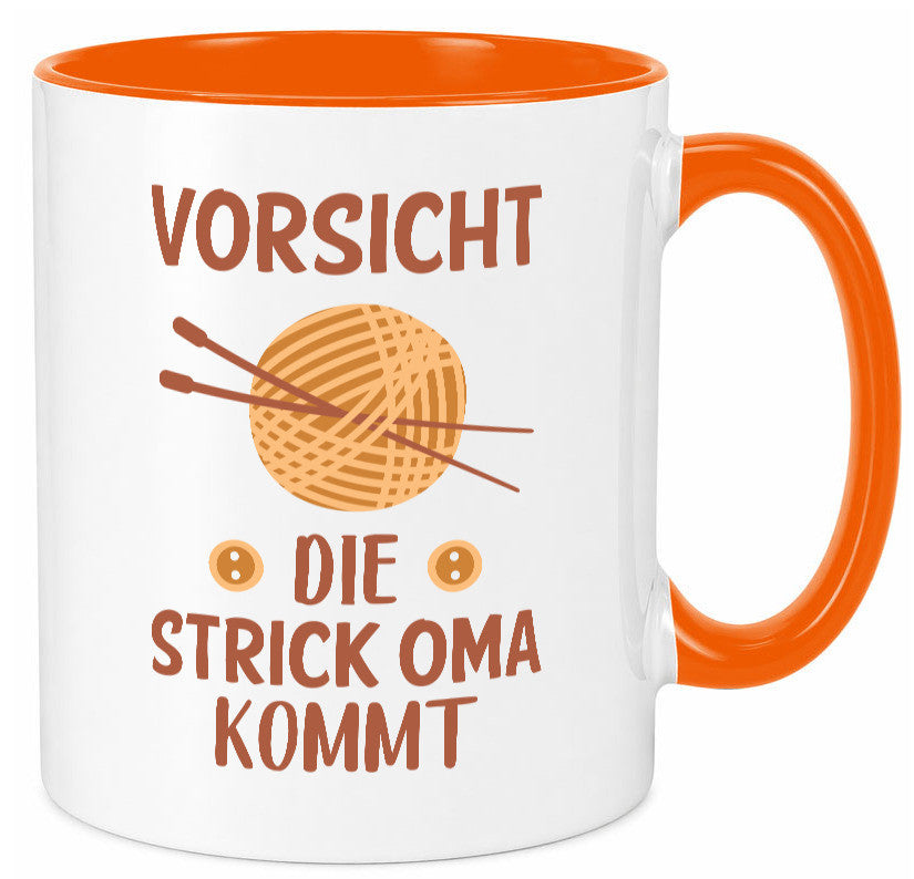Vorsicht, Strickoma kommt | Wolle Stricknadeln Humor Familie Geschenkidee Tasse