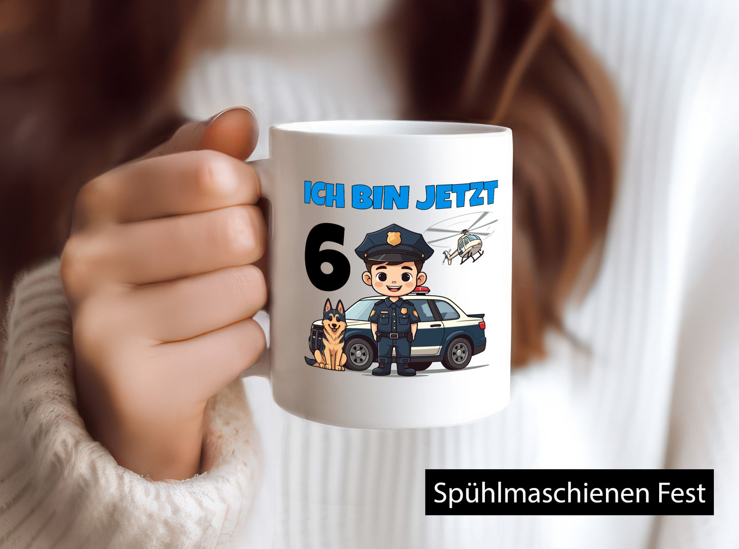 6. Geburtstag | 6 Jahre Polizei Kind Polizeiauto Humor Geschenkidee Tasse