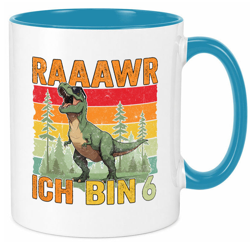 6. Geburtstag | 6 Jahre rarrrr ich bin Dinosaurier Humor Geschenkidee Tasse