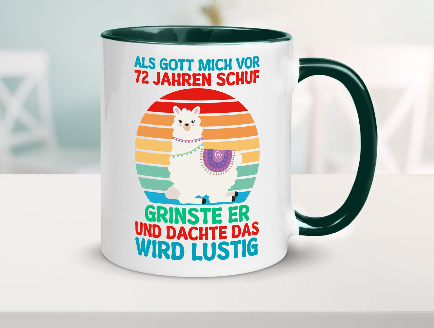 72. Geburtstag | 72 Jahre Gut Schuf mich Lama Geschenkidee Humor Tasse