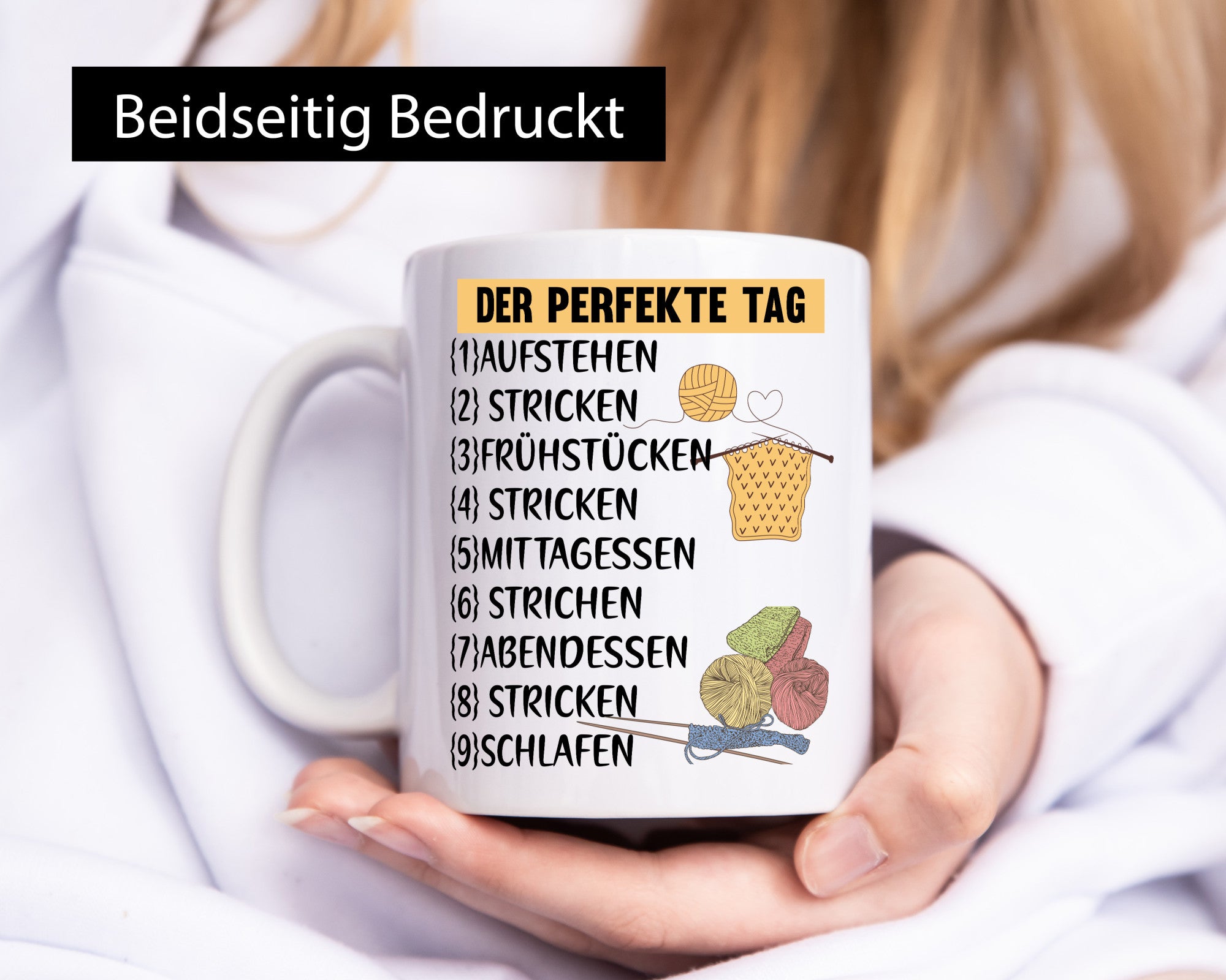 Der Perfekte Tag | Stricken Wolle Nadeln lustig Humor Geschenkidee Geschenk