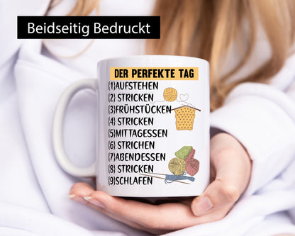 Der Perfekte Tag | Stricken Wolle Nadeln lustig Humor Geschenkidee Geschenk
