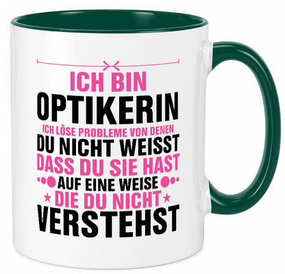 Löse Probleme: Optikerin | Augenoptik v2 lustig Humor Geschenkidee Geschenk Tasse