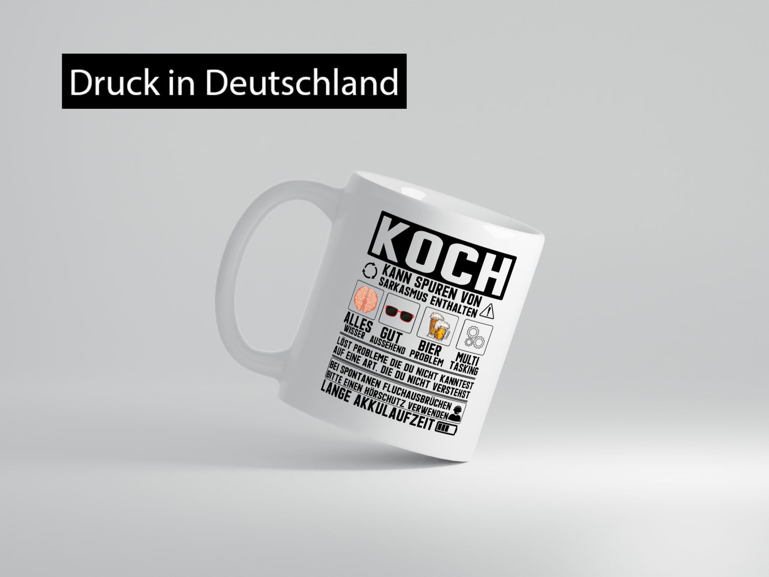 Definition von Koch | Küchenchef Warnhinweise Humor Geschenkidee Arbeit