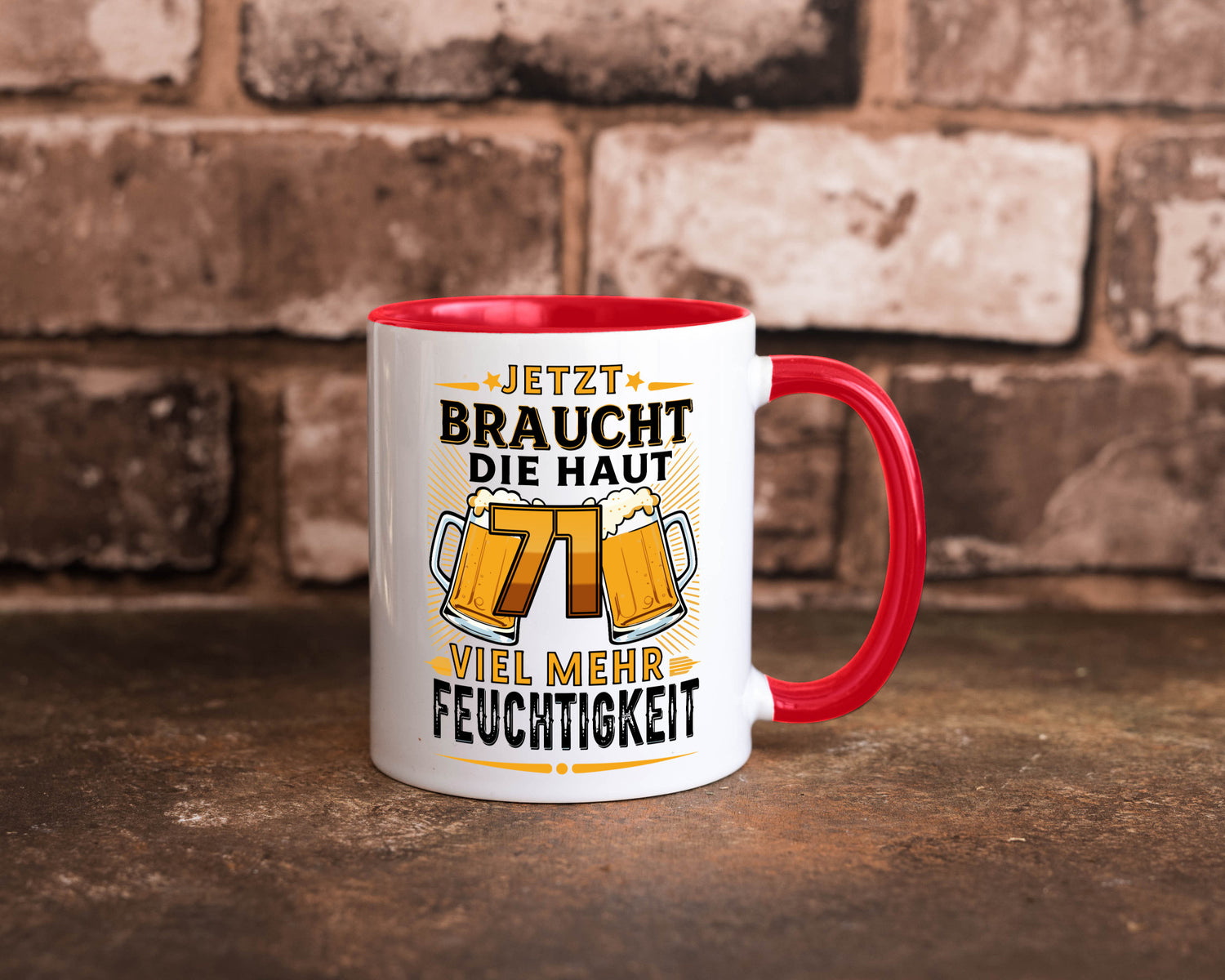 71 braucht die haut mehr Feuchtigkeit | 71. Geburtstag Geschenkidee Humor Tasse