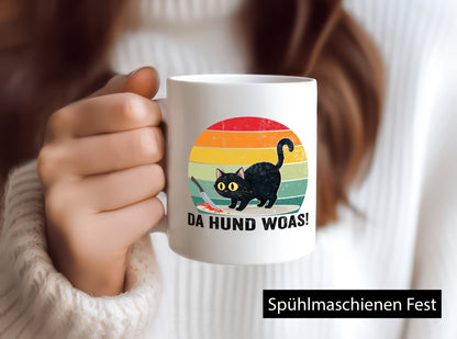 Da Hund woas | Retro böse Katze mit Messer Humor Tierliebhaber Geschenkidee