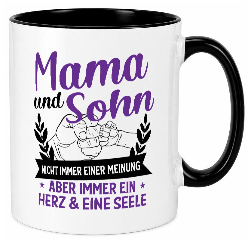 Mama und Sohn, Herz &amp; eine Seele | Fäuste Urkunde lustig Familie Geschenkidee Tasse
