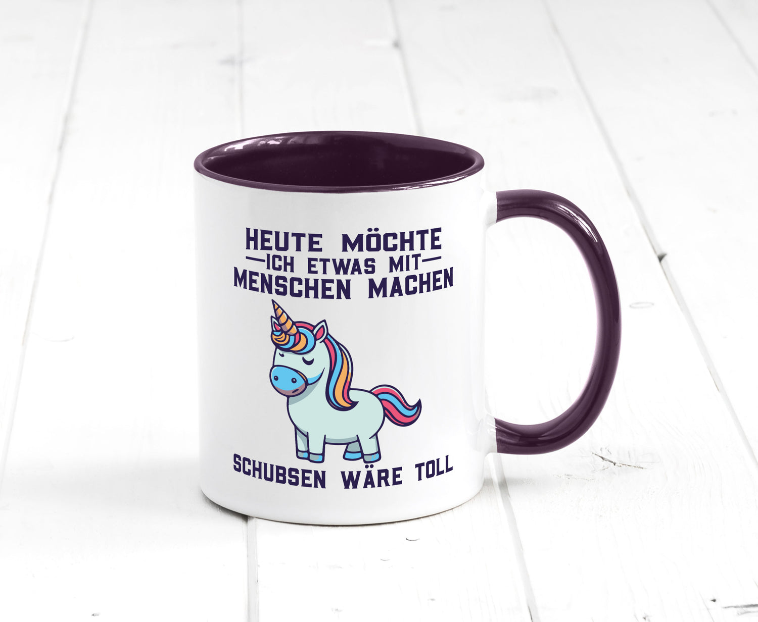 Heute möchte ich Menschen schubsen | Einhorn v2 Geschenk Humor Geschenkidee