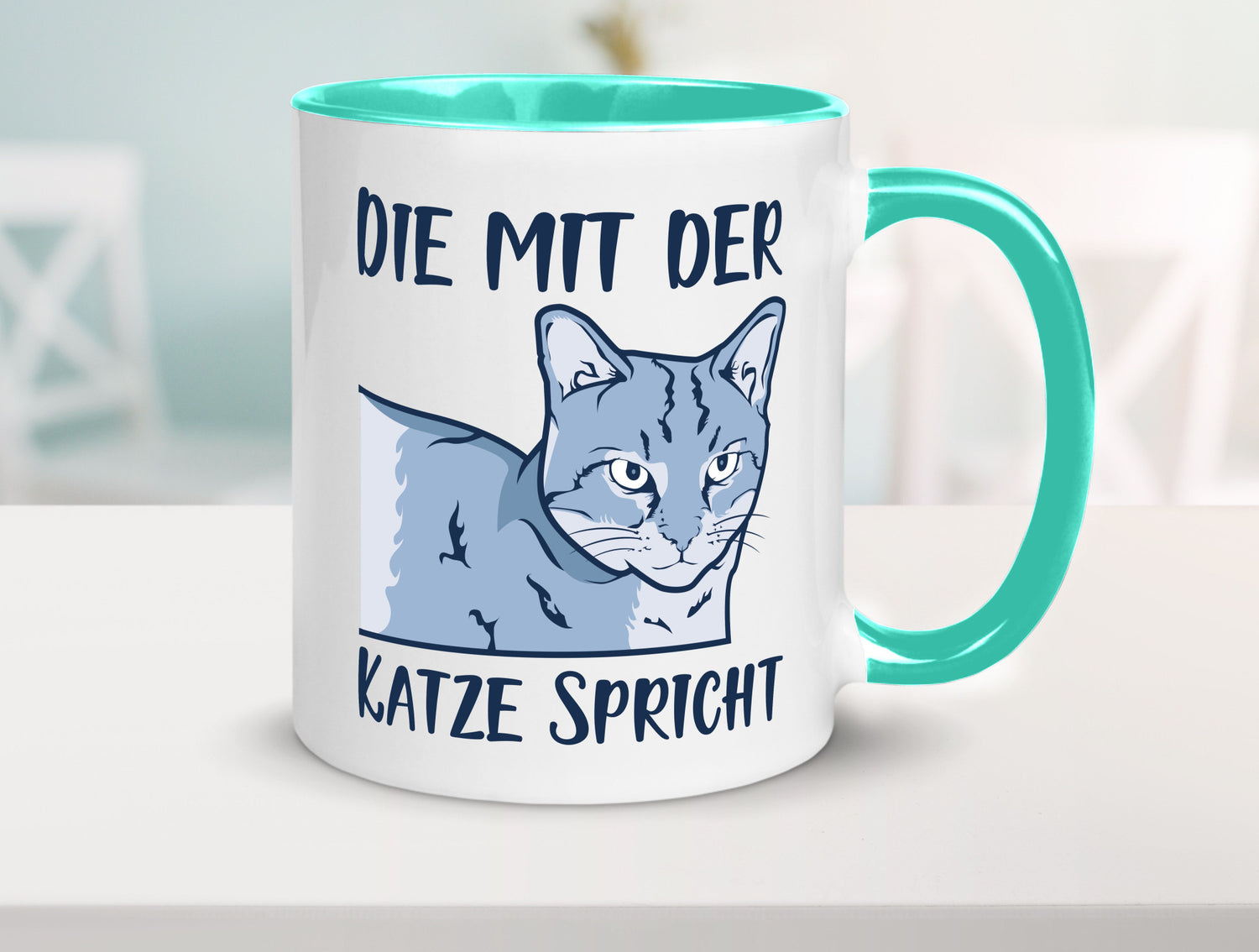Die mit der Katze spricht | Humor Tierliebhaber Geschenkidee Tasse
