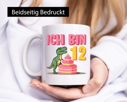 12 Geburtstag | Jahre Dinosaurier mit Kuchen Geschenkidee Humor Tasse