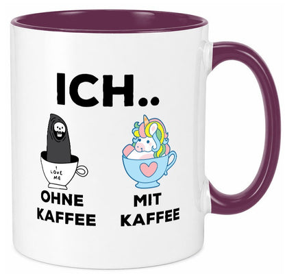 Ich Ohne Kaffee mit | Einhorn lustig Humor Geschenkidee Geschenk Tasse
