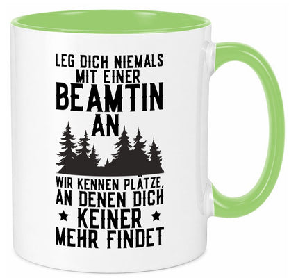 Nicht mir Beamtin anlegen | Polizistin Wald Revier lustiger Spruch Geschenk Tasse