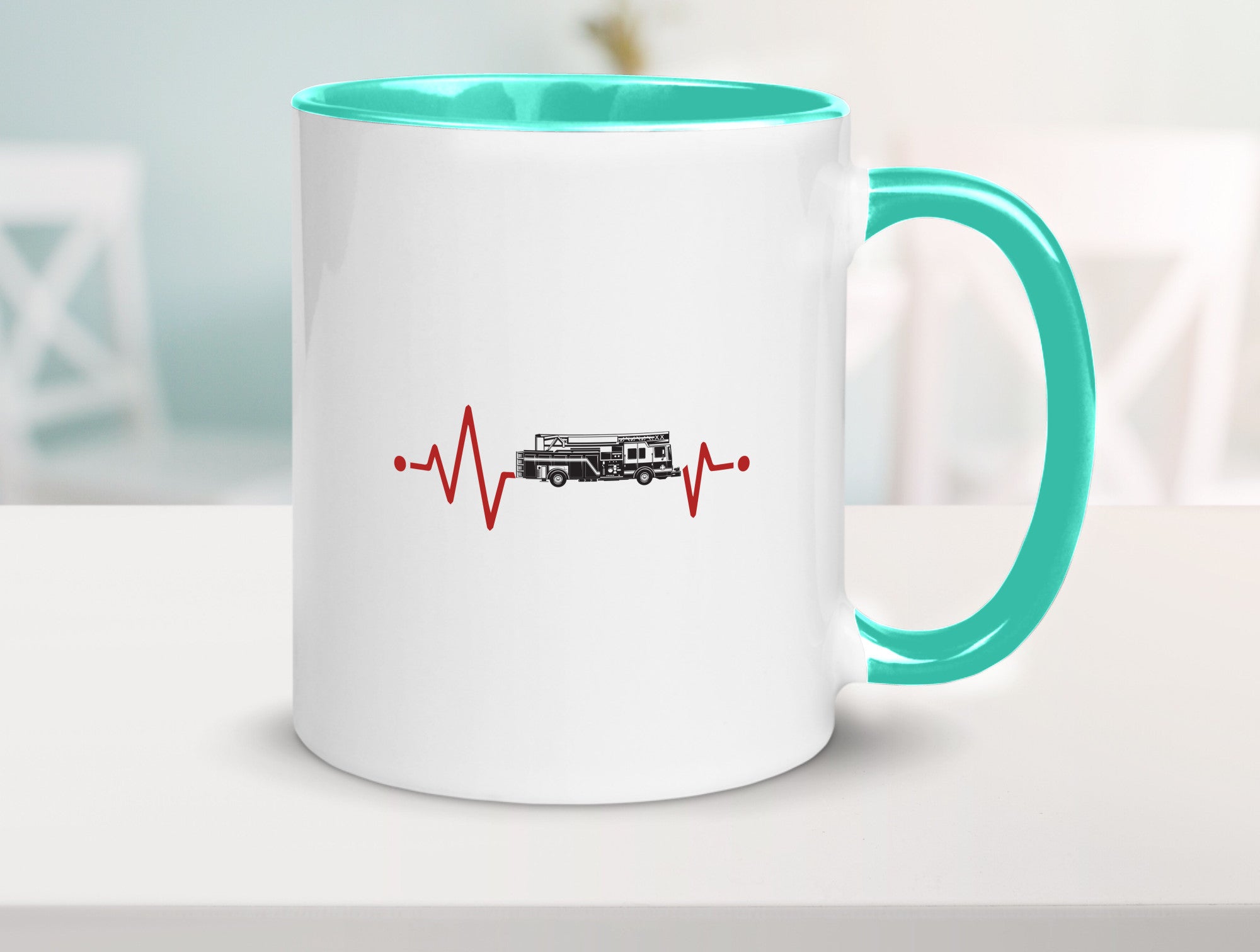 Herzschlag | Feuerwehrfahrzeug Feuerwehr Humor Geschenkidee Tasse