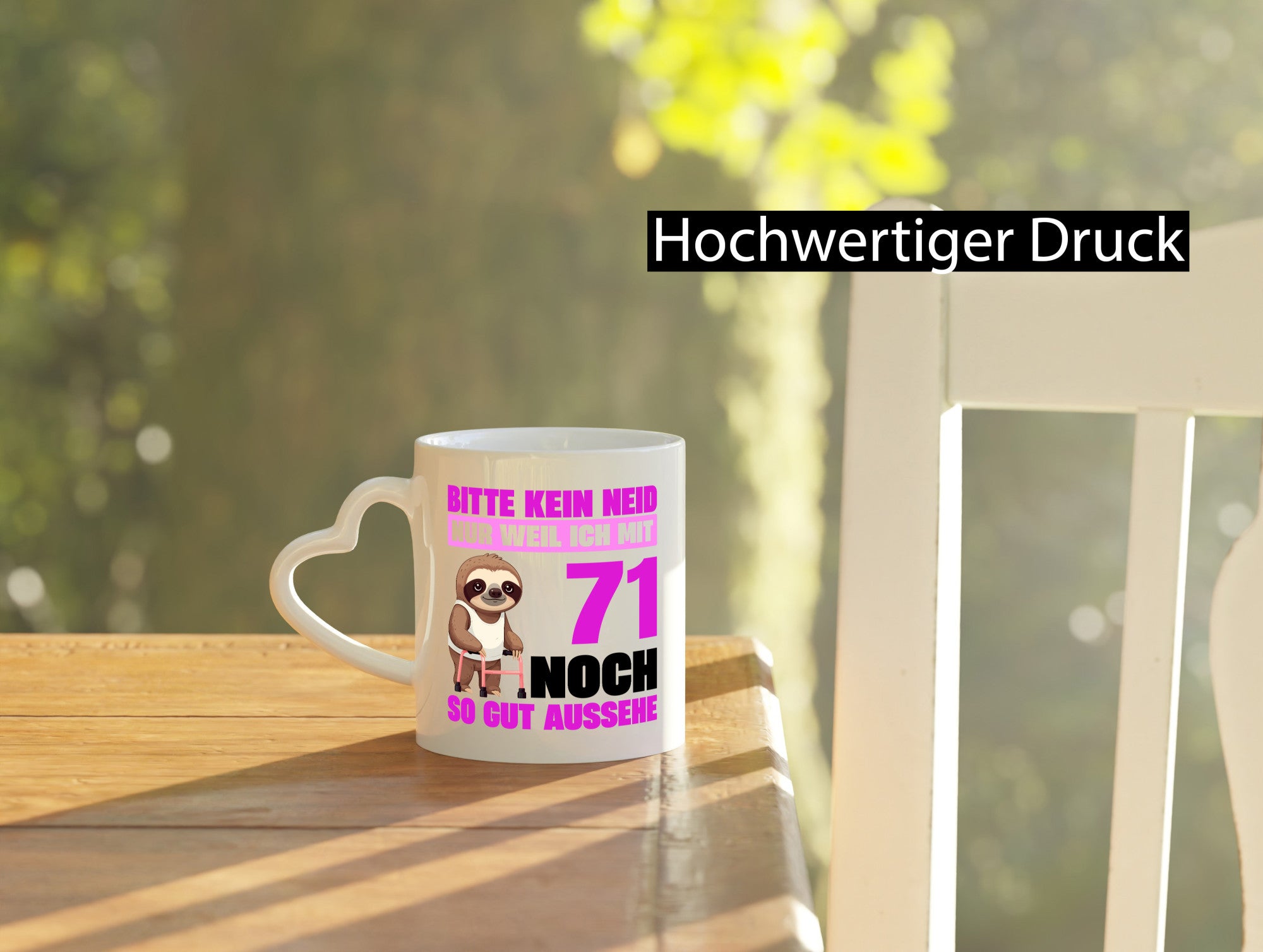 71. Geburtstag | Bitte kein neid Faultier 71 Jahre Humor Geschenkidee Tasse