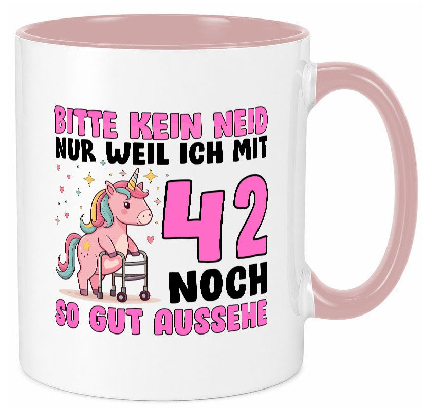 42. Geburtstag | 42 Jahre Mit noch so gut aussehen lustiger Spruch Geschenk Tasse