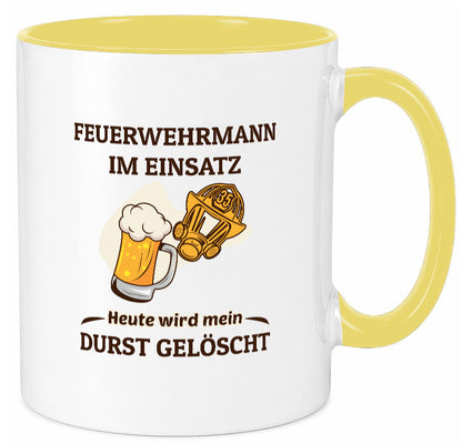 Heute wird mein durst gelöscht | Feuerwehrmann Bier lustiger Spruch Geschenk Tasse