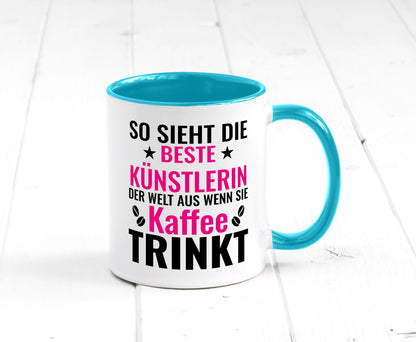 Kaffee trinkt: Künstlerin | Kunst Geschenk Humor Geschenkidee lustiger Spruch