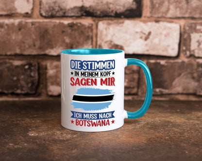Botswana | Urlaub Stimmen in meinem Kopf Traumland Geschenkidee Humor Tasse