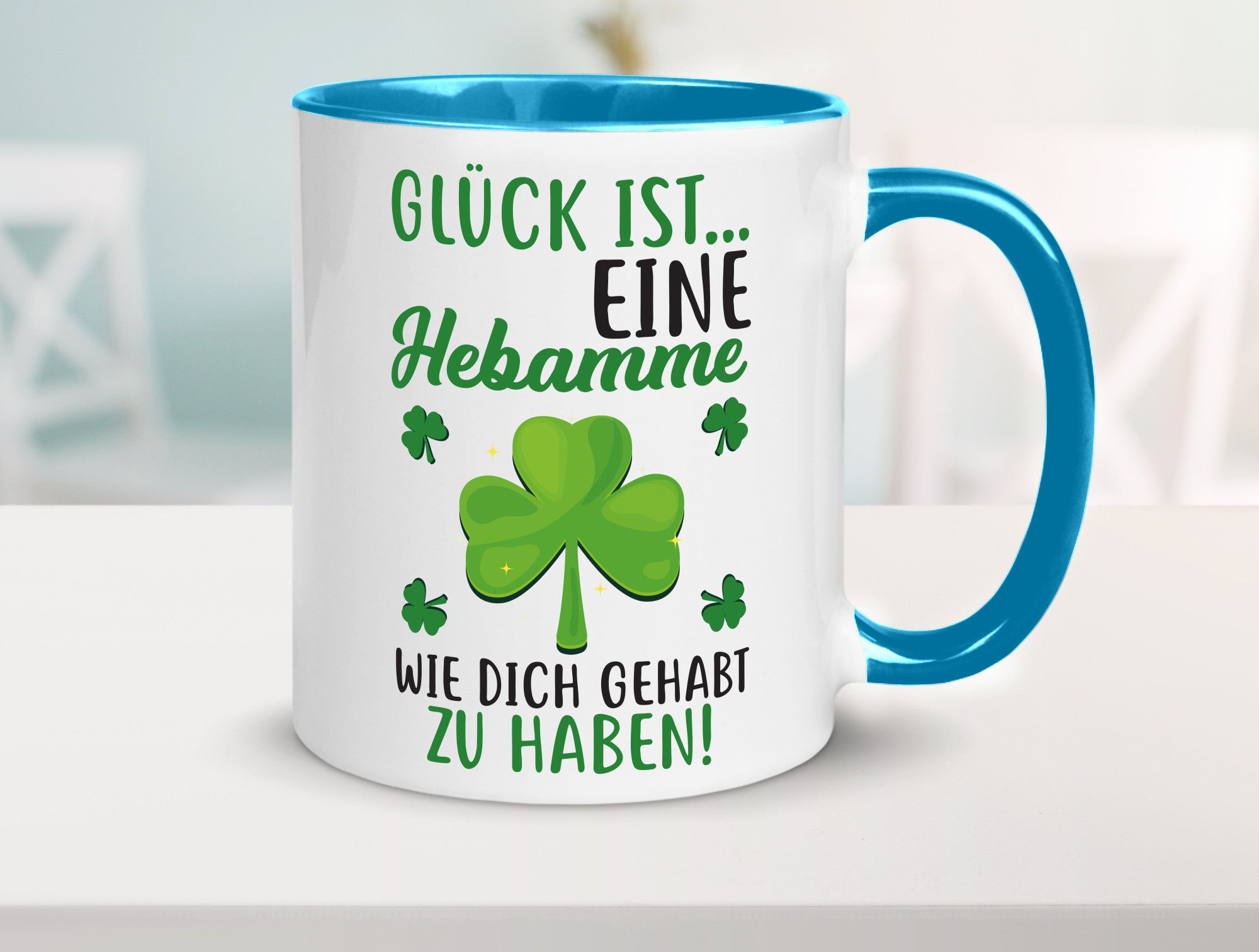Hebamme Dankeschön | Dankes Tasse Kleeblätter Glück Humor Geschenkidee