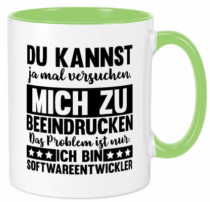 Versuch mich zu beeindrucken, bin Softwareentwickler | IT Humor Geschenkidee Tasse