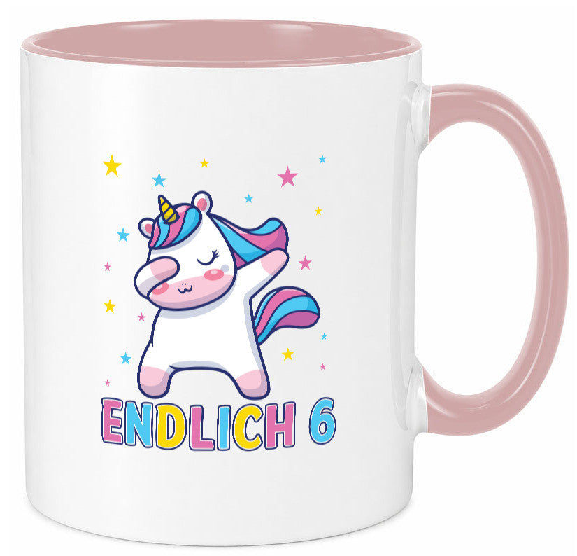 Endlich 6 | Einhorn Sterne lustiger Spruch Geschenk Humor Geschenkidee Tasse