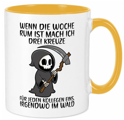 Wenn die Woche rum ist | Sensenmann Kollegen Büro Job lustiger Spruch Geschenk Tasse