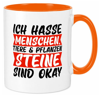 Ich hasse Menschen | Steine Sarkasmus witziger Spruch lustig Humor Geschenkidee Tasse