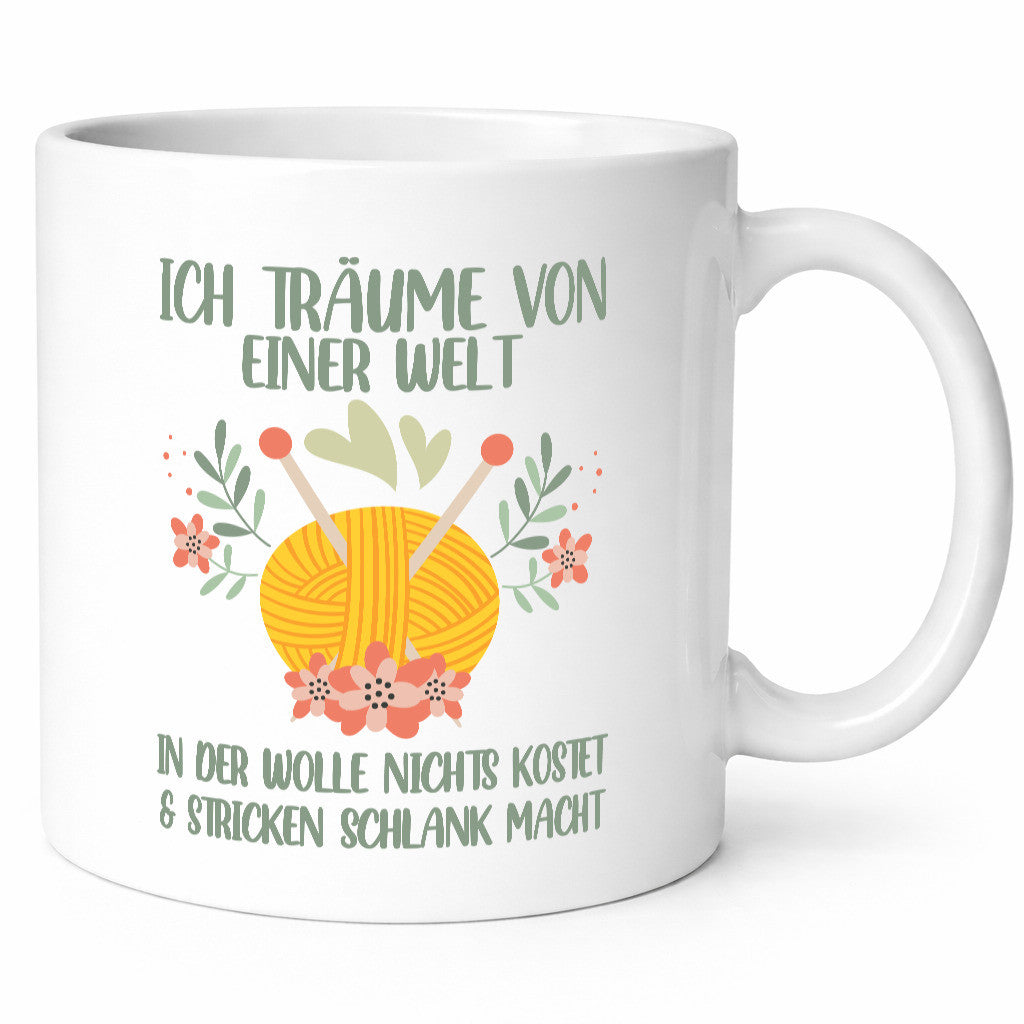 Träume von Wolle die nichts kostet | Wollknäuel Blümchen Geschenk Humor
