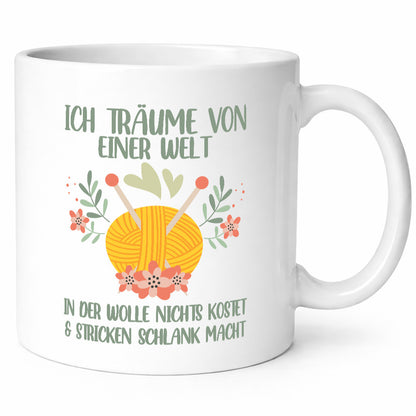 Träume von Wolle die nichts kostet | Wollknäuel Blümchen Geschenk Humor