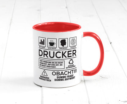 Achtung Probleme Drucker | Druckerei Print Medien Humor Geschenkidee Tasse