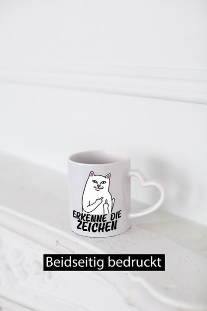 Erkenne die Zeichen | Katze Schatten Mittelfinger Geschenk Tierliebhaber Humor