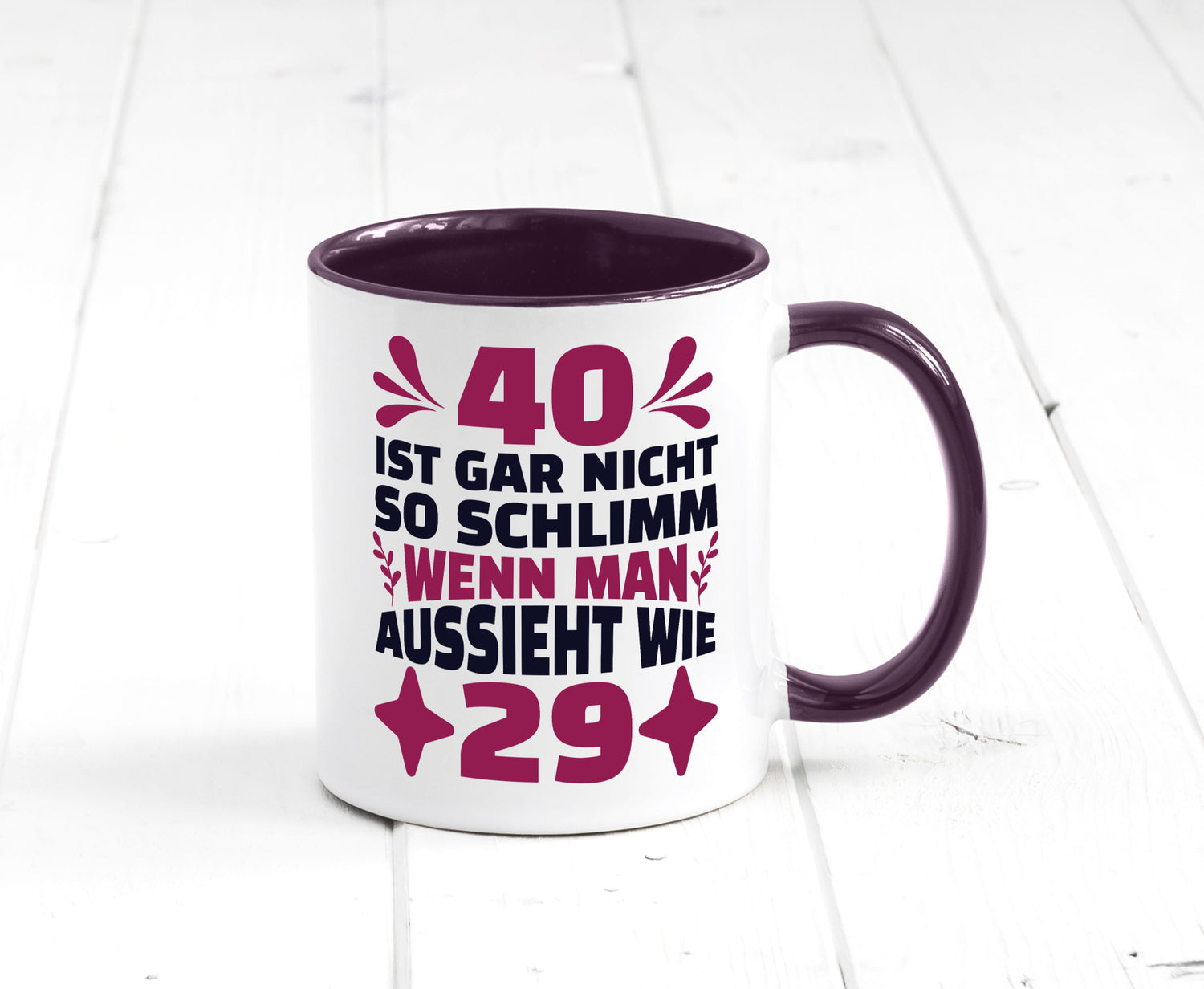 40 ist gar nicht schlimm | 40. Geburtstag Jung aussehen Geschenkidee Humor Tasse