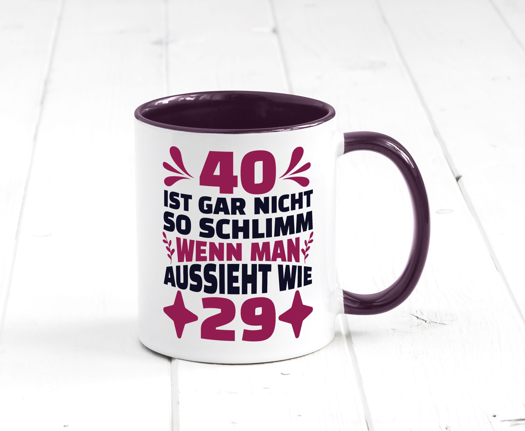 40 ist gar nicht schlimm | 40. Geburtstag Jung aussehen Geschenkidee Humor Tasse