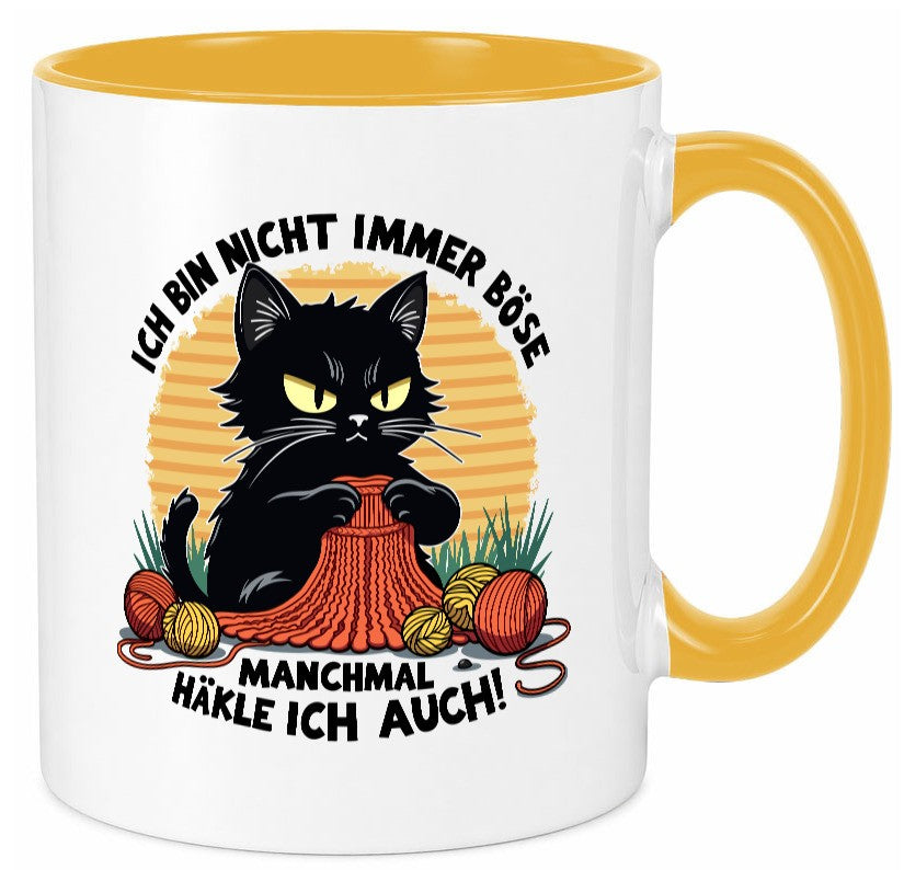Manchmal Häkle ich auch | Schwarze Katze Häkeln lustig Tierliebhaber Humor Tasse