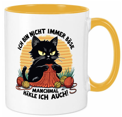 Manchmal Häkle ich auch | Schwarze Katze Häkeln lustig Tierliebhaber Humor Tasse