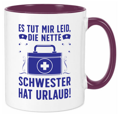 Nette Schwester hat Urlaub | Arztkoffer Tabletten lustiger Spruch Geschenk
