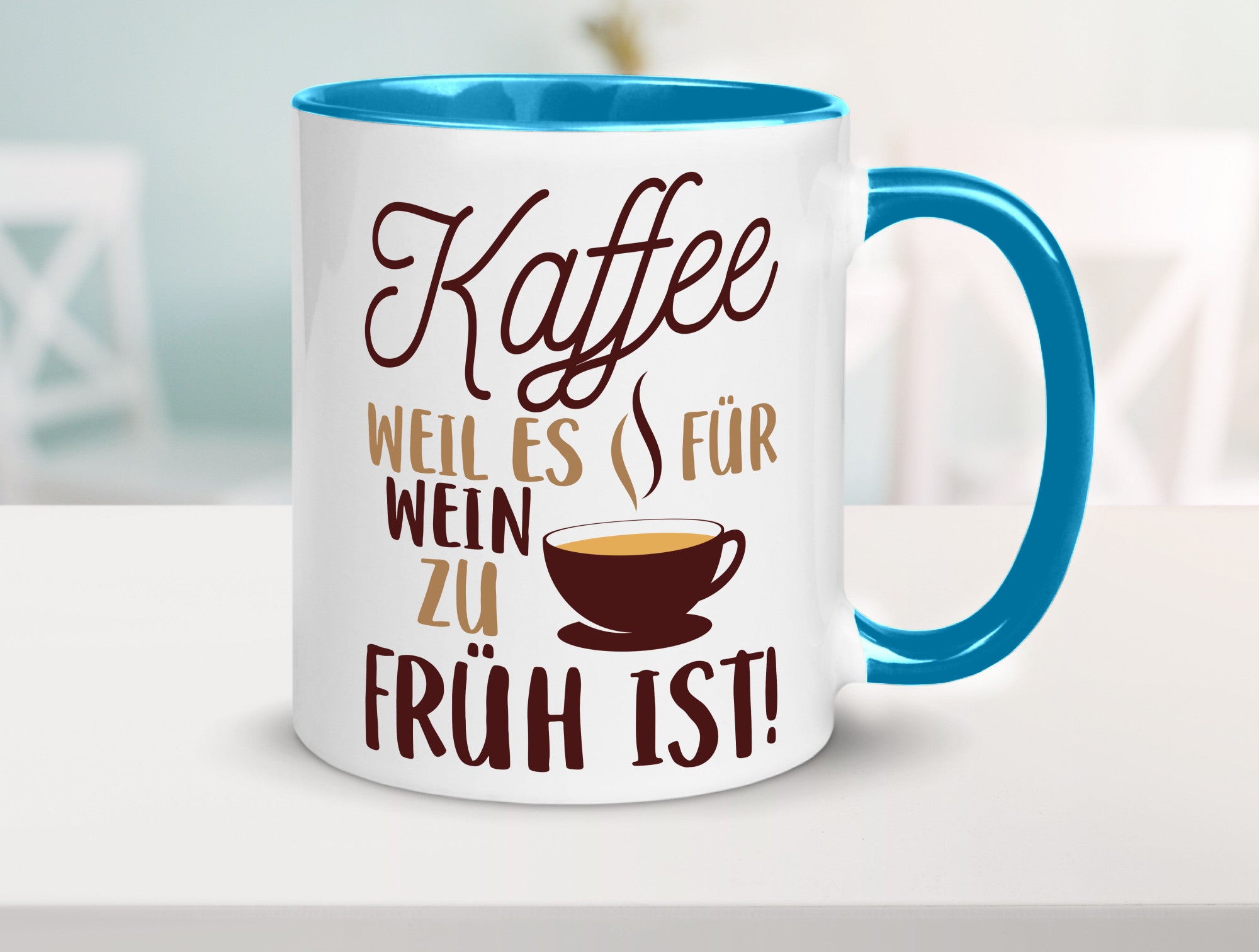 Weil es für Wein zu früh ist | Kaffeetrinker Herzschlag Humor Geschenkidee Tasse