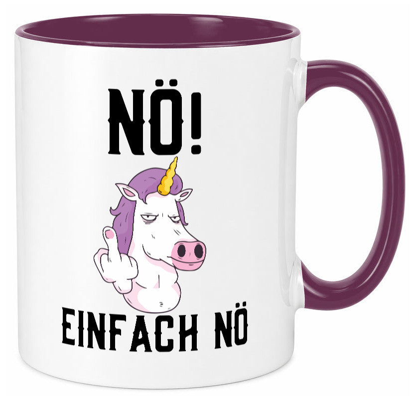 Einfach Nö | Keinen Bock Einhorn Mittelfinger Comic Geschenkidee Humor Tasse