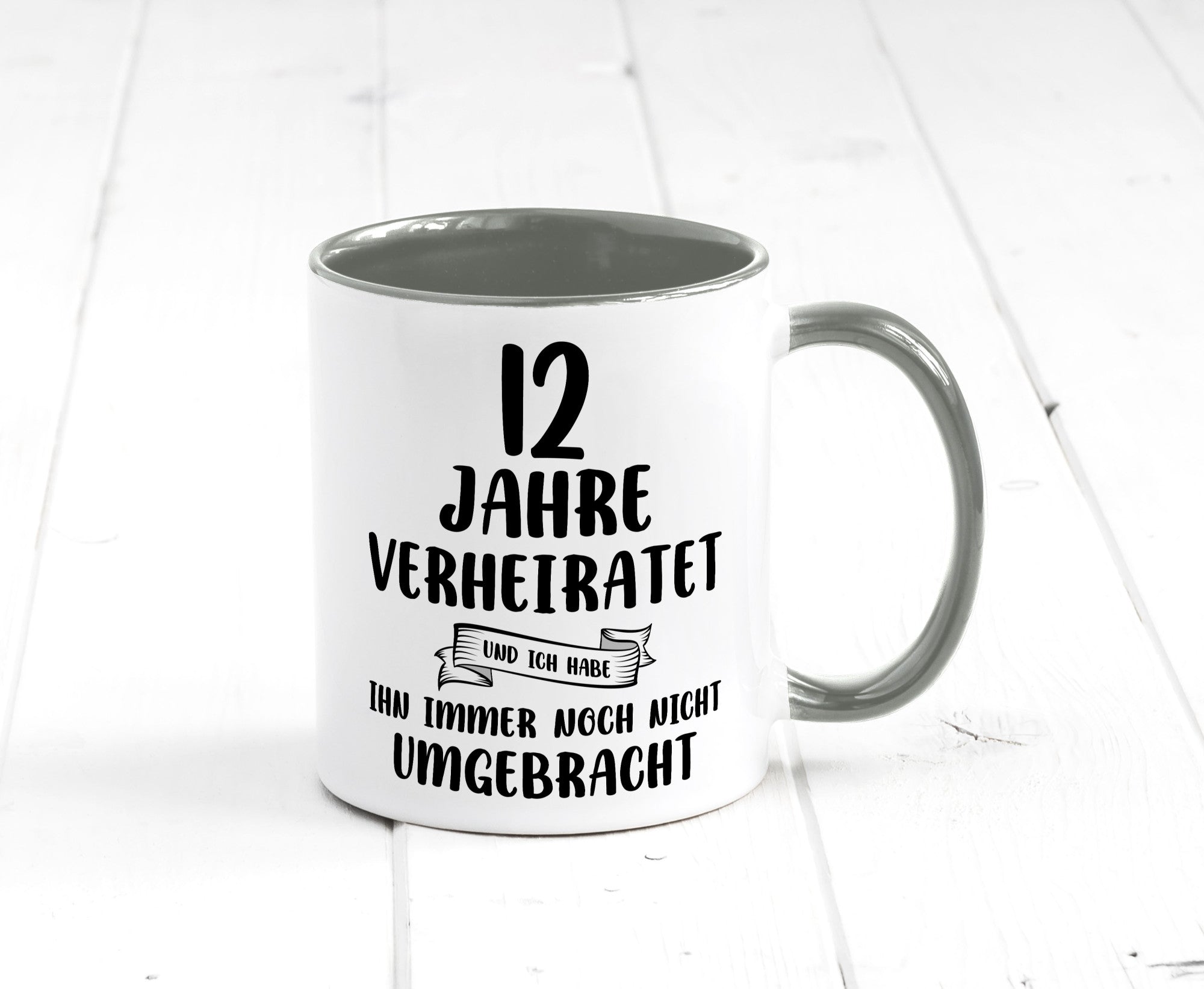 12 Jahre Verheiratet, immer noch am Leben! Geschenkidee Humor Tasse