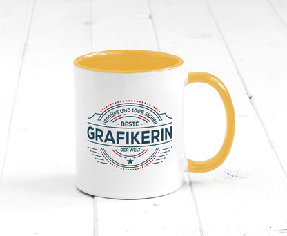 Geprüft und sicher: Grafikerin | Grafik Design Humor Geschenkidee Tasse