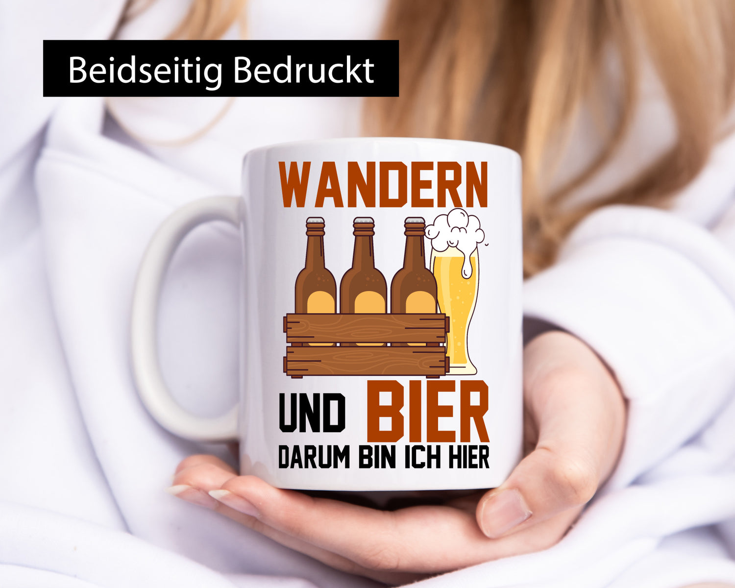Wandern und Bier darum bin ich hier | Bierkasten lustiger Spruch Geschenk Humor