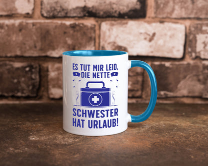 Nette Schwester hat Urlaub | Arztkoffer Tabletten lustiger Spruch Geschenk
