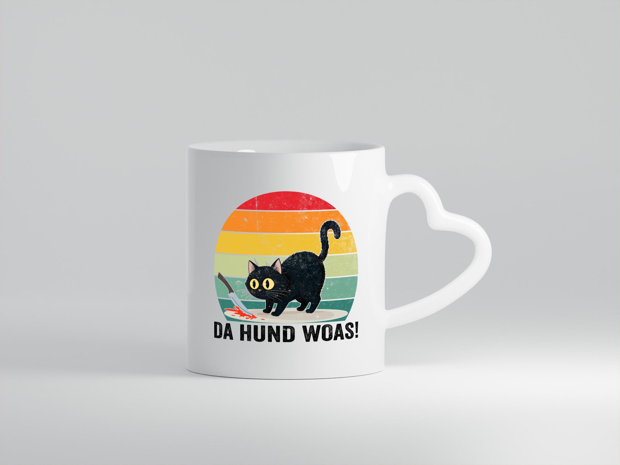Da Hund woas | Retro Böse Katze mit messer Humor Tierliebhaber Geschenkidee