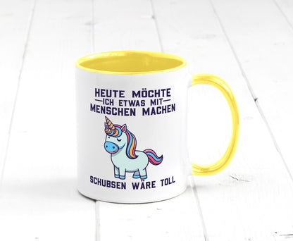 Heute möchte ich Menschen schubsen | Einhorn v2 Geschenk Humor Geschenkidee