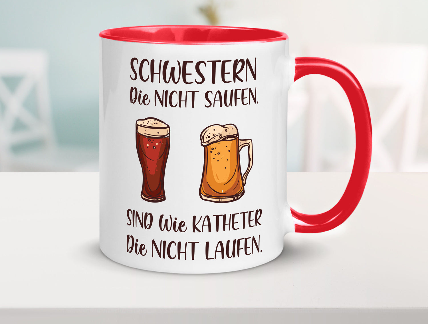 Schwestern die nicht saufen, Katheder laufen | Gläser lustiger Spruch Geschenk
