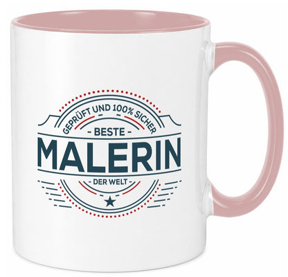 Geprüft und sicher: Malerin | Malerinnen lustiger Spruch Geschenk Humor Tasse