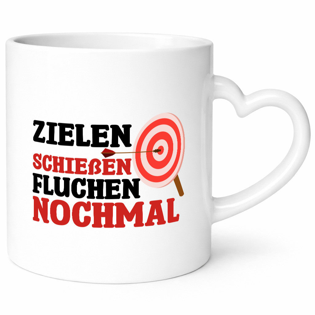 Zielen Schießen fluchen nochmal | Bogenschießen Geschenkidee Humor Tasse