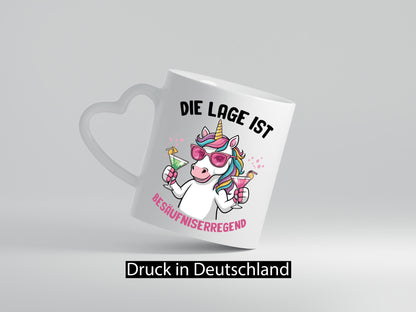 Die lage ist Besäufniserregend | Bier Einhorn Geschenkidee Humor Tasse