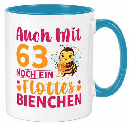 63. Geburtstag | Flottes Bienchen 63 Jahre lustiger Spruch Geschenk Tasse