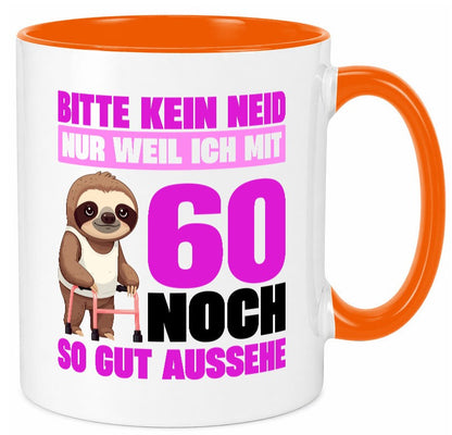 60. Geburtstag | Bitte kein neid Faultier 60 Jahre v2 Geschenk Geschenkidee Tasse
